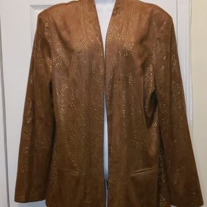 CHICO'S SUEDE LOOK OPENED JACKET